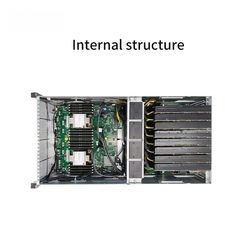 Server Gpu Chassis 4U - デュアルXeon第4世代/第5世代CPU対応、11個のPCIe 5.0 x16スロット、8個のSATAポートを備えた4U GPUサーバーシャーシ。AI深層学習用のベアボーンラックマウントケース。