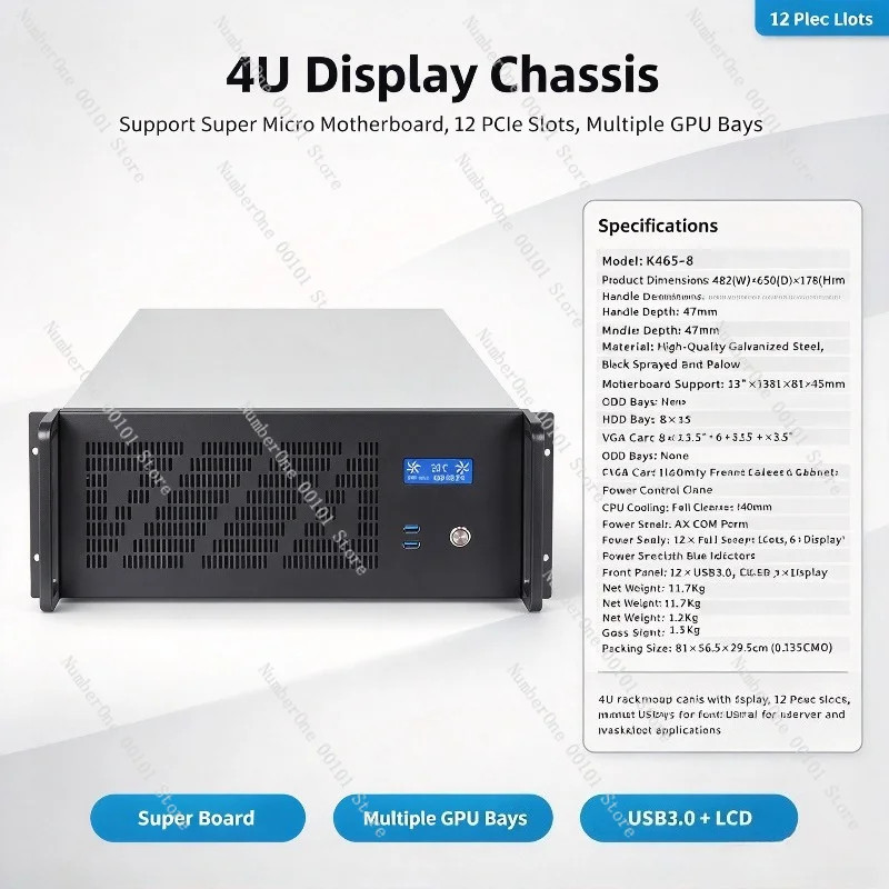 4Uサーバーシャーシ、12個のGPUスロット、USB3.0対 - Server Gpu Chassis 4U のレビューと価格